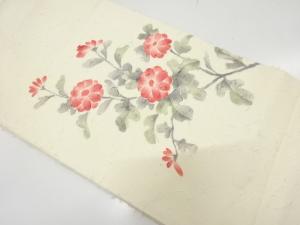 作家物　ひげ紬　手描き　菊模様　名古屋帯